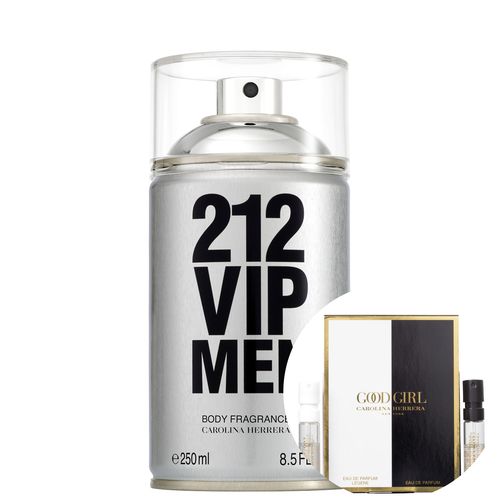 Kit Carolina Herrera 212 Vip Men - Body Spray Masculino 250ml+good Girl e Good Girl Légère