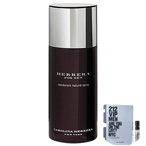 Kit Carolina Herrera For Men Deo Spray- Desodorante Corporal 150ml+212 Vip Men Eau de Toilette