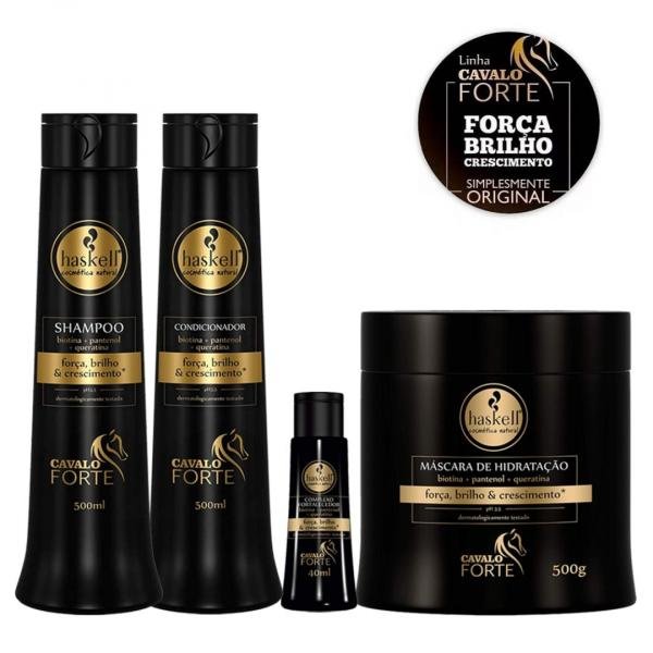 Kit Cavalo Forte (Sh + Condic + Masc + Comp Fort) 500ml- Haskell