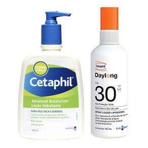 Kit Cetaphil Loção Hidratante Advanced Moisturizer 473g + Protetor Solar Spray Daylong FPS 30 150ml