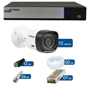 Kit CFTV 12 Câmeras Infra 720p Intelbras VHD 1010B G3 + DVR Intelbras Multi HD + Acessórios