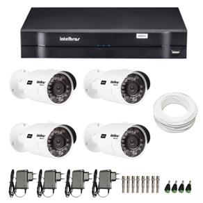 Kit CFTV 4 Câmeras Infra 720p Intelbras VHD 3120B G3 + DVR Intelbras Multi HD + Acessórios