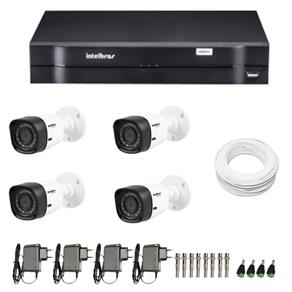 Kit CFTV 4 Câmeras Infra 720p Intelbras VHD 1120B G3 + DVR Intelbras Multi HD + Acessórios