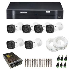 Kit CFTV 6 Câmeras Infra 720p Intelbras VHD 1010B G3 + DVR Intelbras Multi HD + Acessórios