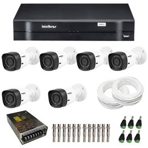 Kit CFTV 6 Câmeras Infra 720p Intelbras VHD 1120B G3 + DVR Intelbras Multi HD + Acessórios