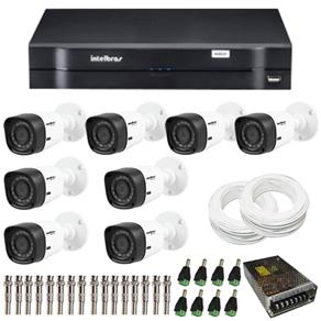 Kit CFTV 8 Câmeras Infra 720p Intelbras VHD 1120B G3 + DVR Intelbras Multi HD + Acessórios