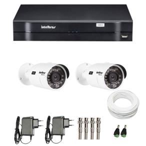 Kit CFTV 2 Câmeras Infra 720p Intelbras VHD 3120B G3 + DVR Intelbras Multi HD + Acessórios