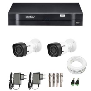Kit CFTV 2 Câmeras Infra 720p Intelbras VHD 1120B G3 + DVR Intelbras Multi HD + Acessórios