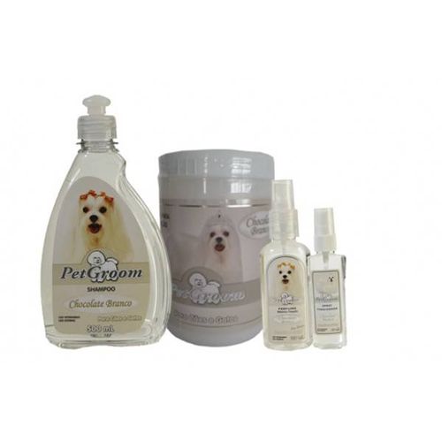 Kit Chocolate Branco para Cães (shampoo, Mascara, Finalizador e Perfume) - Petgroom
