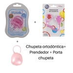 Kit Chupeta Prendedor E Porta Chupeta Bebe Menina Infantil