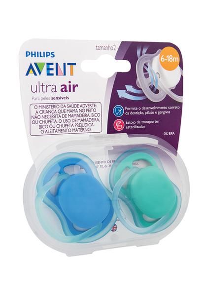 Kit 2 Chupetas Avent Ultra Air 0% Bpa + Estojo - 6-18 Meses - Azul - Philips Avent