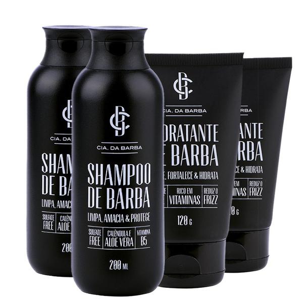 Kit Cia da Barba: Dois Shampoos + 2 Balms Hidratantes para Barba