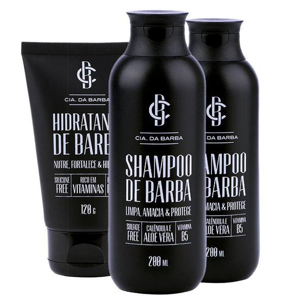 Kit Cia da Barba: Dois Shampoos e um Balm Hidratante para Barba