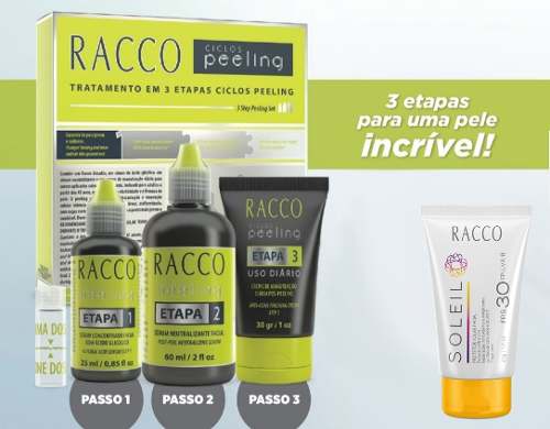 Kit Ciclos Peeling Racco + Protetor Solar Facial Fps 30