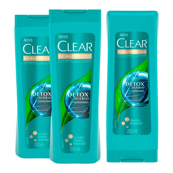 Kit Clear Detox Diário 2 Shampoos + Condicionador