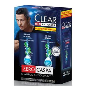 Kit Clear Shampoo Anticaspa 2 em 1 Ice Cool Menthol 200ml 2 Unidades