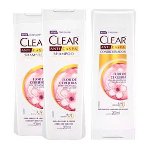 Kit Clear Woman Flor de Cerejeira 2 Shampoos + Condicionador - 3x200ml