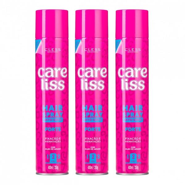 Kit 3 Cless Care Liss Hair Spray Forte - 400ml