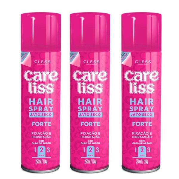 Kit 3 Cless Care Liss Hair Spray Forte - 250ml