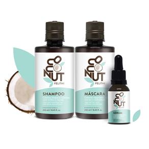 Kit Coconut Felithi (Shampoo + Mascara + Serum) - Oleo de Coco