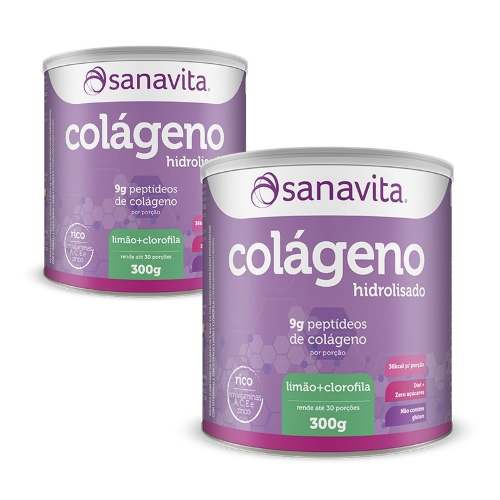 Kit 2 Colágeno Hidrolisado - Sanavita - Limão + Clorofila - 300g