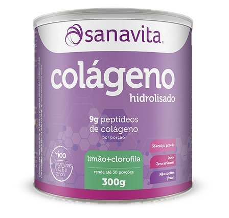 Kit 3 Colágeno Hidrolisado - Sanavita - Limão + Clorofila - 300g