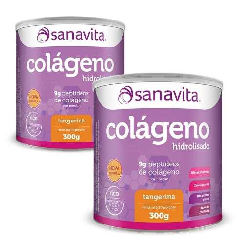Kit 2 Colágeno Hidrolisado - Sanavita - Tangerina - 300g