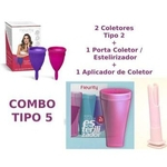 Kit Coletor Menstrual Fleurity Flávia Alessandra Tipo 2 (2 Unidades) + 1 Porta Coletor Esterilizador + 1 Aplicador Coletor