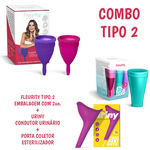 Kit Coletor Menstrual Fleurity Tipo 2 (2 Un) + 1 Porta Coletor Esterilizador + 1 Uriny Condutor Urinario