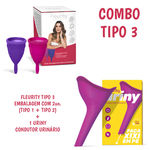 Kit coletor menstrual fleurity tipo 3 (1 coletor tipo + 1 coletor tipo 2) + 1 Fleurity Uriny Condutor Urinario Rosa