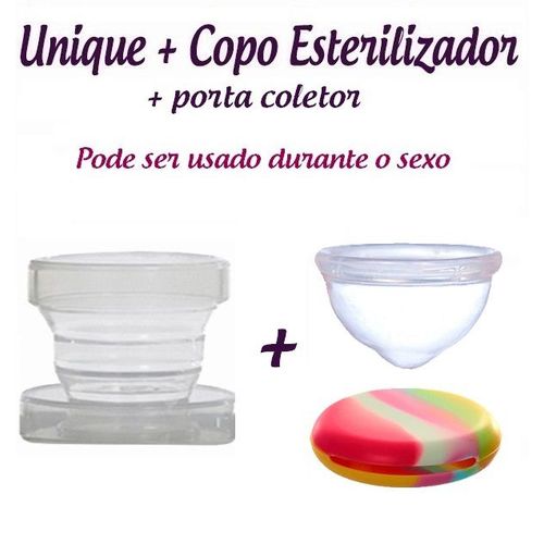 Kit: Coletor Menstrual Unique 60ml + Copo Esterilizador + Porta Coletor