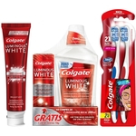 Kit Colgate Creme Dental 140g + Escova Dental Leve 2 Pg 1 + Enxaguante Bucal 500ml + Creme dental