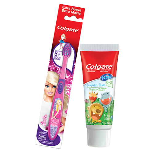 Kit Colgate Creme Dental Kids 50g + Escova Dental Barbie 5+ Anos - Colgate