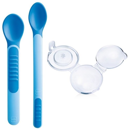 Kit 2 Colheres Termossensíveis Heat Sensitive Spoons e Cover Azul - Mam
