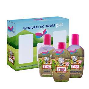 Kit Colônia Shampoo Condicionador Delikad Kids Safari Pink