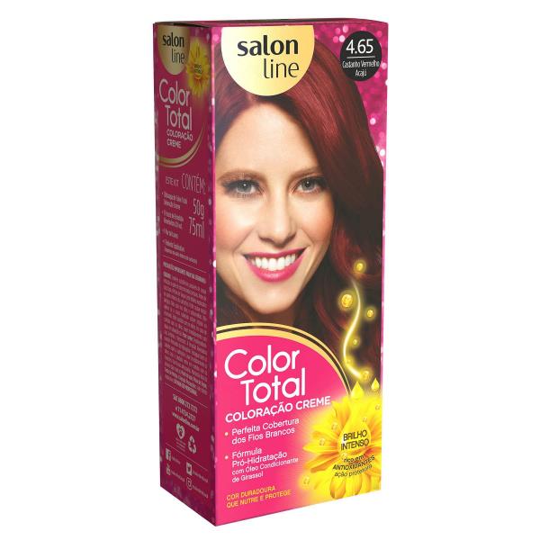 Kit Coloração Color Total 4.65 Castanho Verm Acaju Salon Line