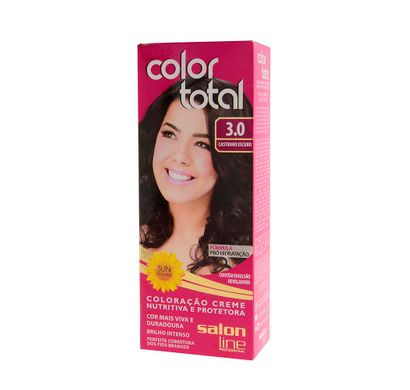 Kit Coloração Color Total Creme Castanho Escuro Nº 3.0 - Salon Line