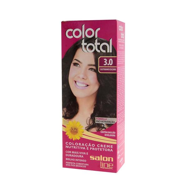 Kit Coloração Color Total Creme Castanho Escuro Nº 3.0 - Salon Line