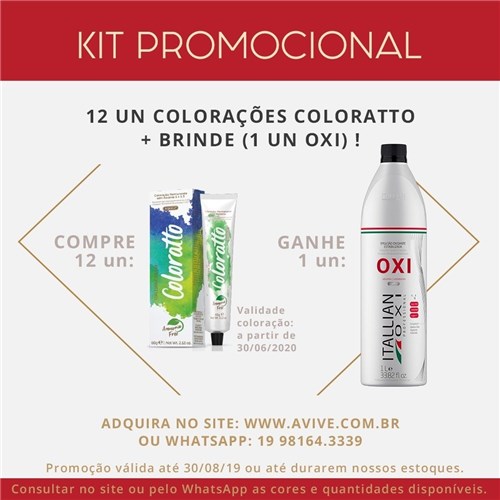 Kit Coloração Coloratto/itallian-60G C/ 12 Tubos + 1 Un Oxi-1L (Brind...