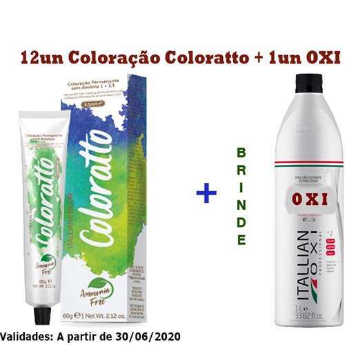 Kit Coloração Coloratto Sem Amônia C/12 Tubos-60G + 01 Oxi 1 L