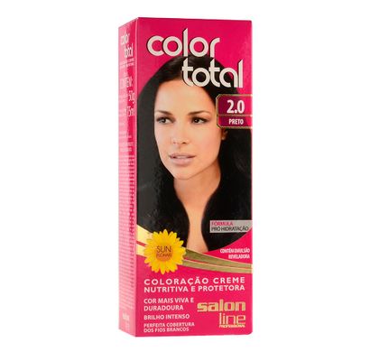 Kit Coloração Creme Color Total N° 2.0 Preto - Salon Line