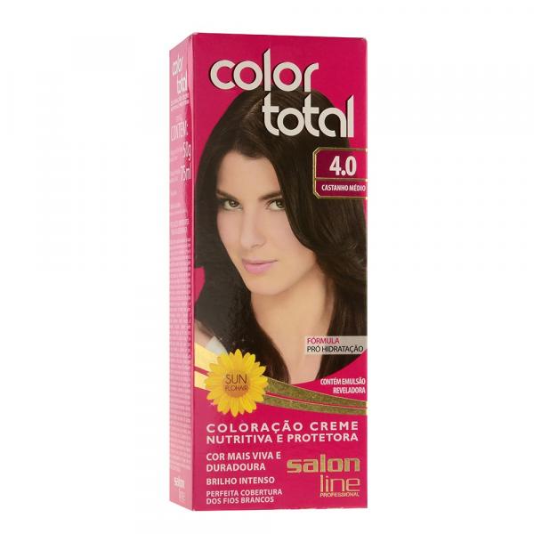 Kit Coloração Creme Color Total N 4.0 Castanho Médio 50g - Salon Line