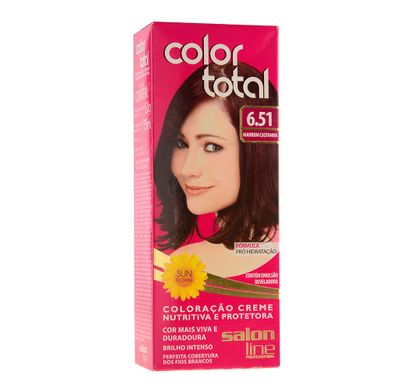 Kit Coloração Creme Color Total N° 6.51 Marrom Castanho - Salon Line