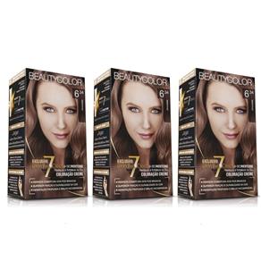 Kit Coloração Permanente BeautyColor Chocolate 6.34 com 3 Unidades