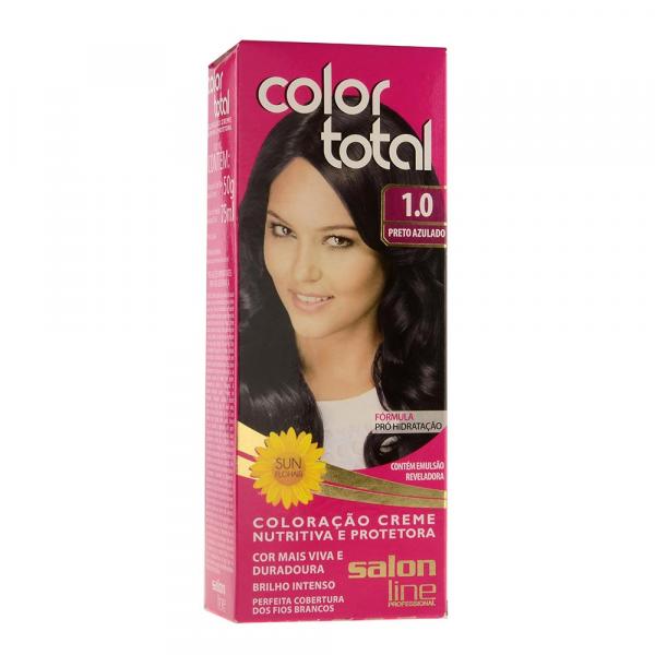 Kit Coloração Creme Color Total N 1.0 Preto Azulado - Salon Line