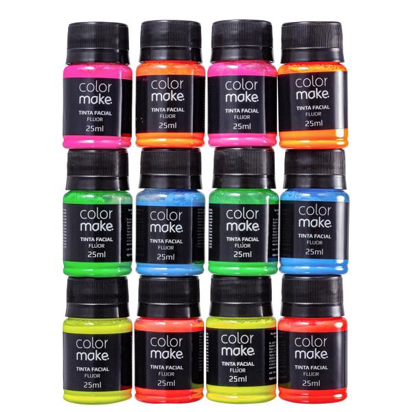Kit Colormake Fluorescente Cores Sortidas - Tinta Líquida 12x25ml