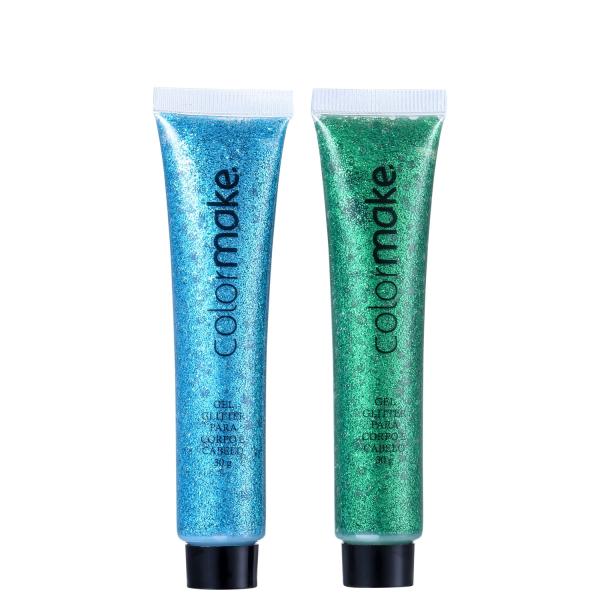 Kit Colormake Gel Glitter Azul e Verde (2 Produtos)