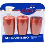 Kit Com 03 Peças Para Banheiro Vermelho- Santa Clara