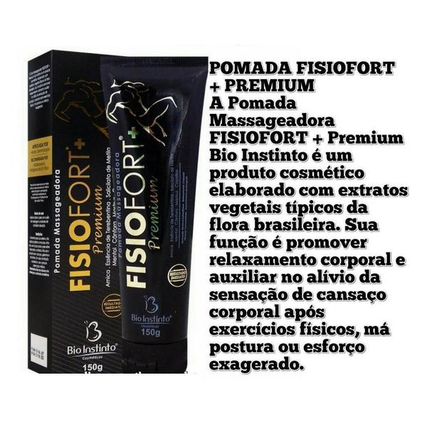 Kit com 20 Pomada Massageadora Fisiofort Premium 150 G Pomada FisioFort Preta - Bio Instinto