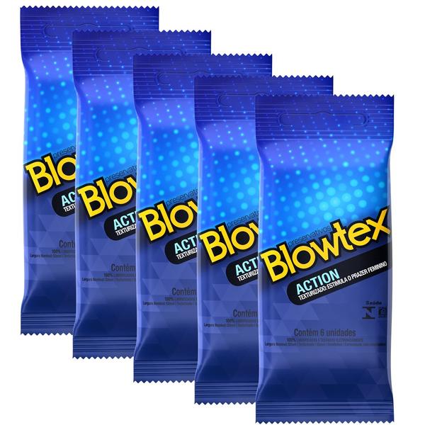 Kit com 30 Preservativos Blowtex Action C/ 6 Un Cada